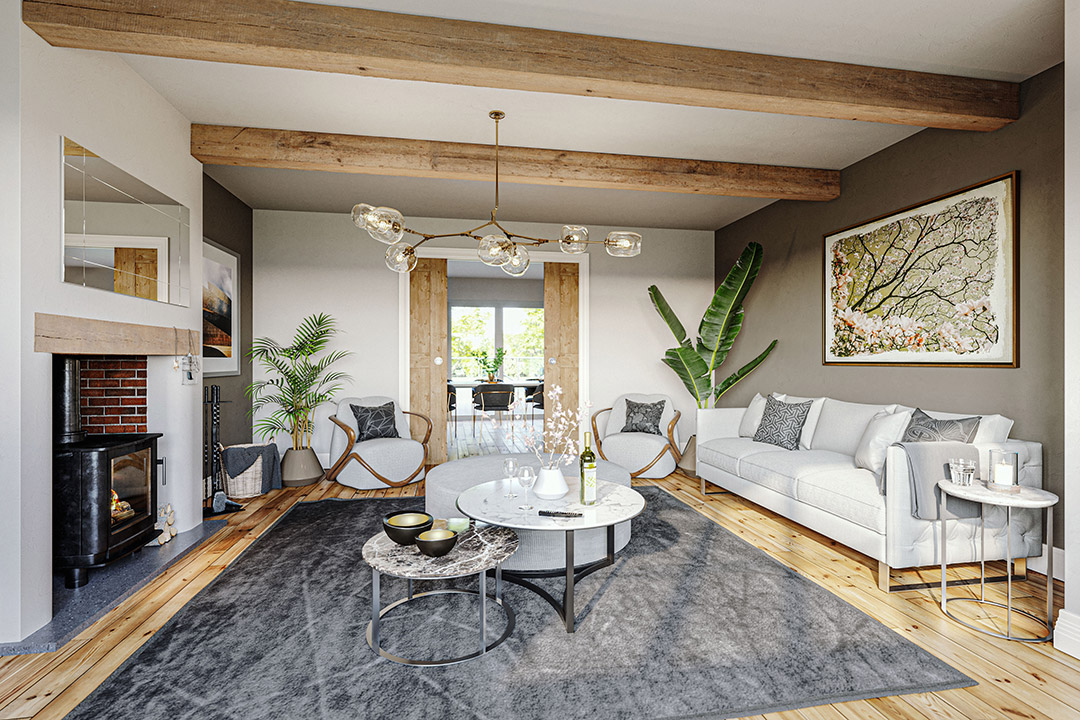 Belfry Place Living Room Into Dining Room